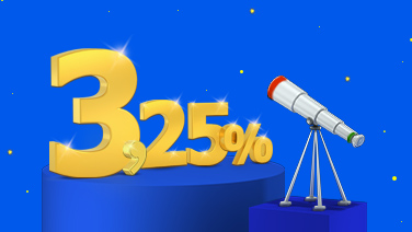 Disegno 3D che raffigura un telescopio puntato su un 3,25%.