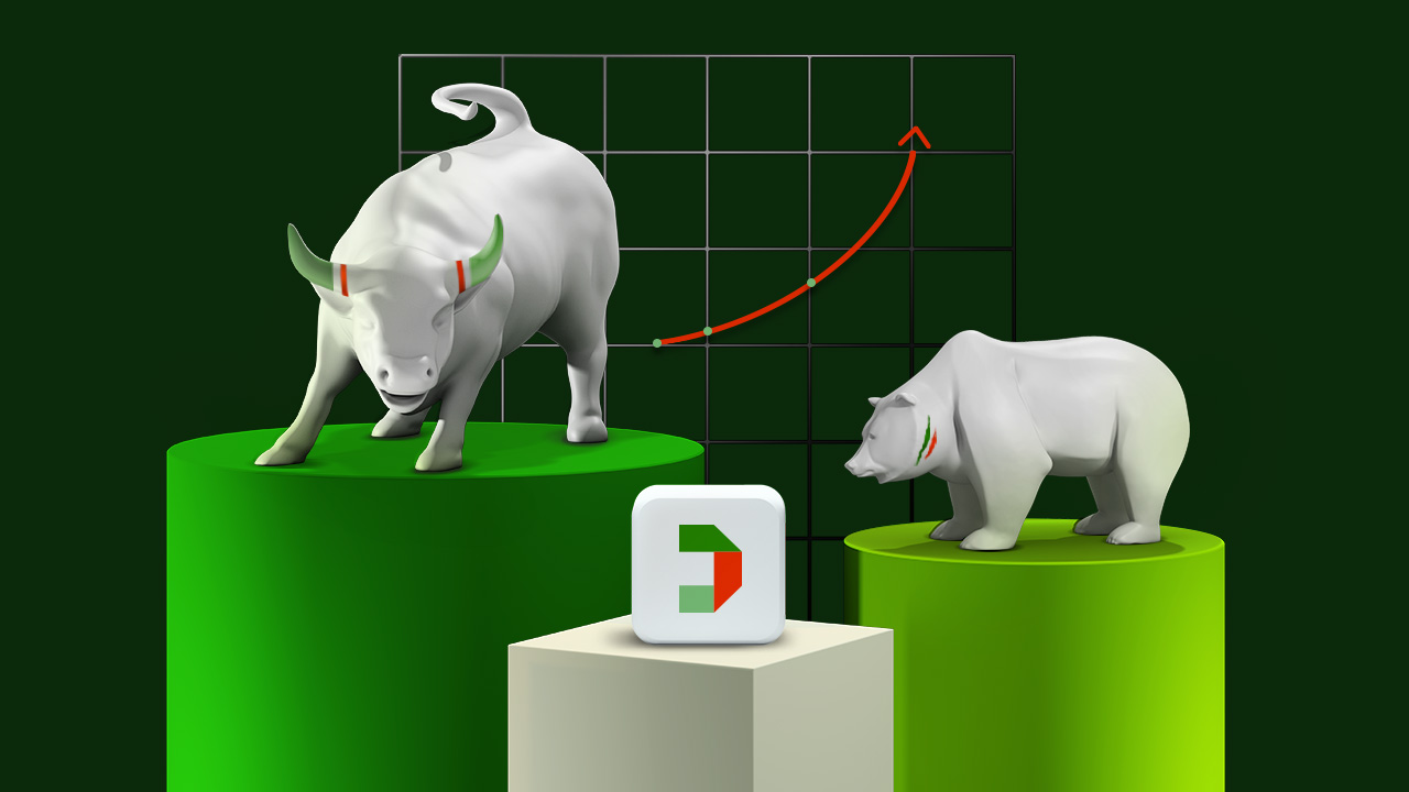 Immagine 3D con toro e orso con logo Fideuram Direct