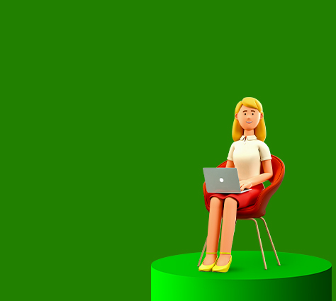 Disegno 3D Una notifica segnala le iniziative che una ragazza consulta al pc.